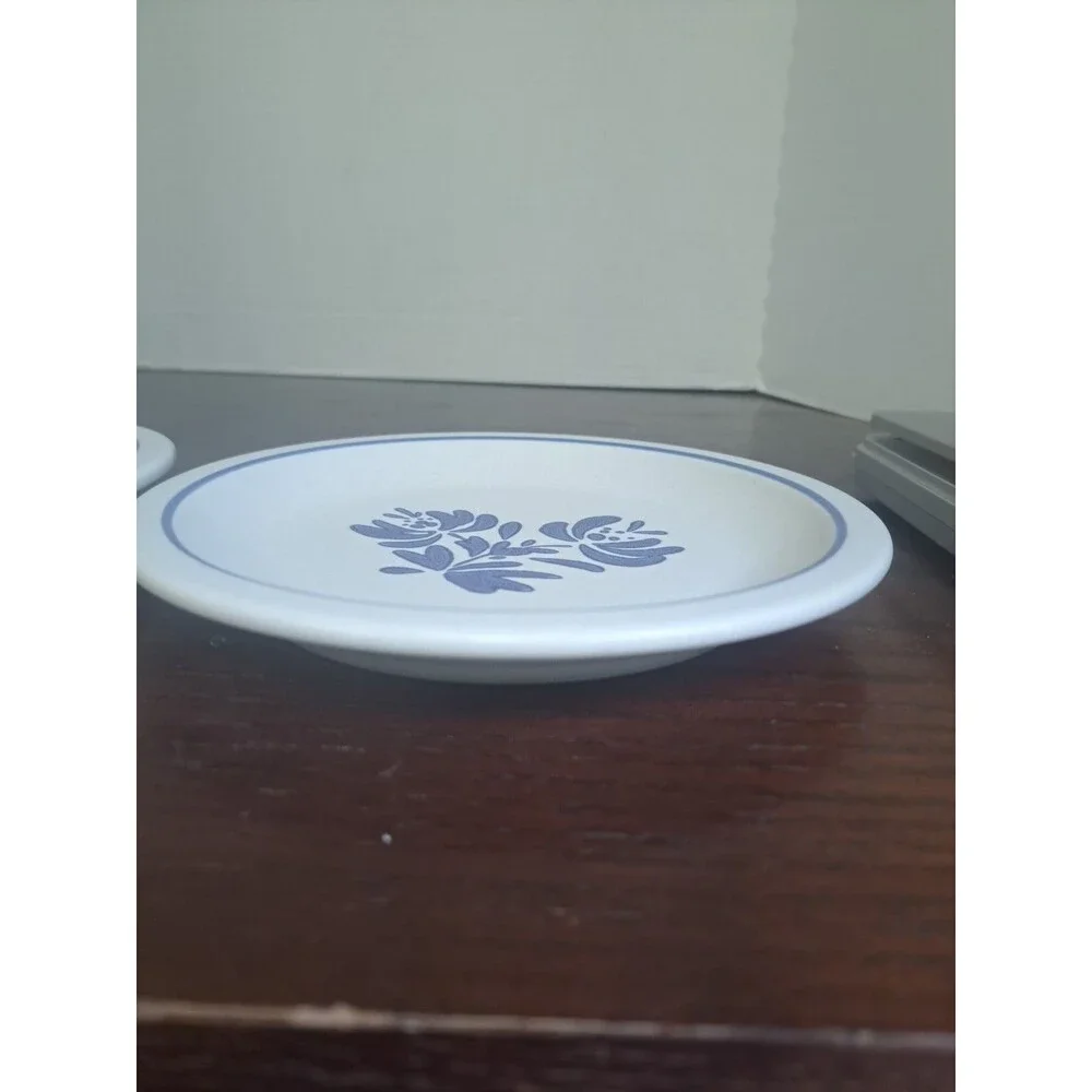 Vintage Set Of 2 Pfaltzgraff  Blue And White Floral Stoneware 6.5in Dessert...